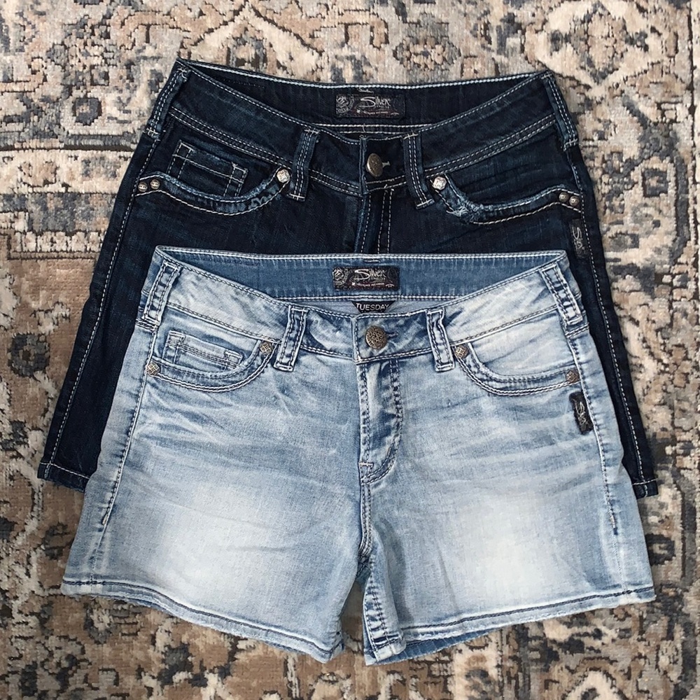 Silver Jean Shorts